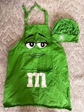M&M'S Green Character Apron with Matching Chef Hat